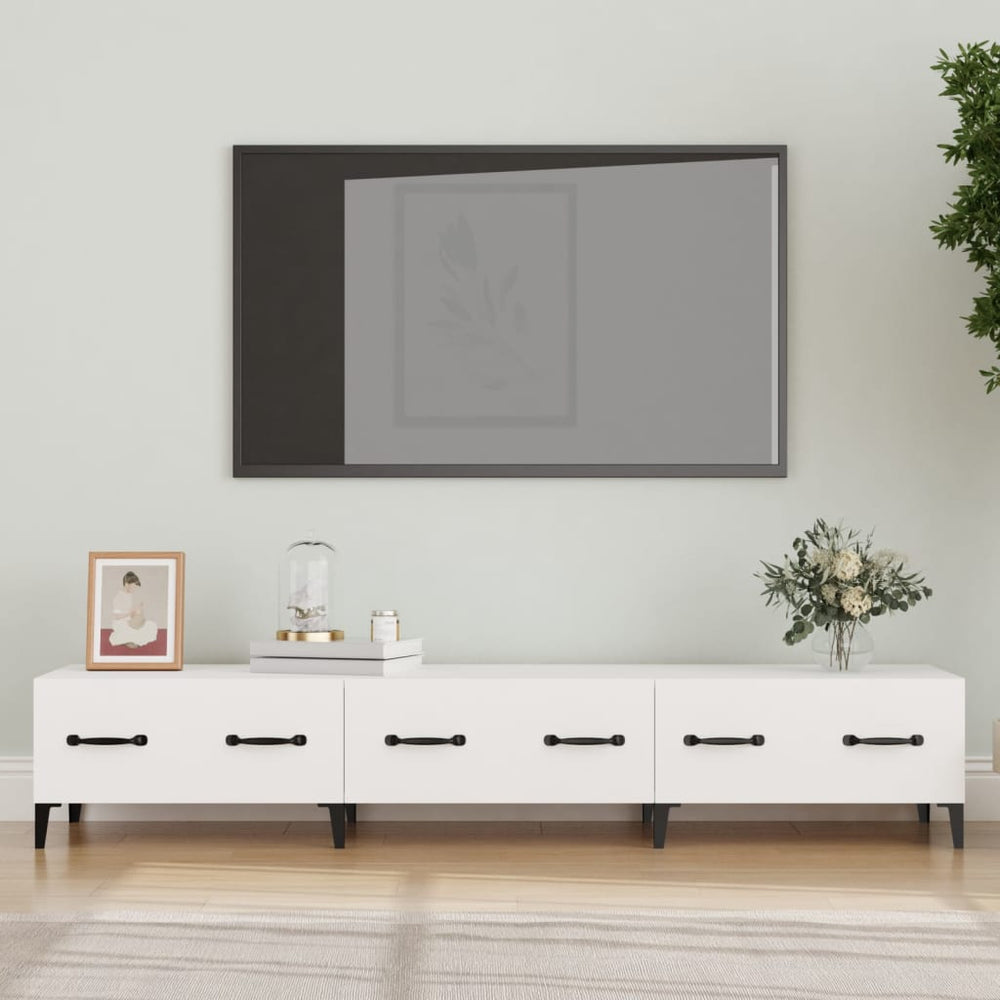 Televizoriaus spintelė, balta, 150x34,5x30cm, apdirbta mediena