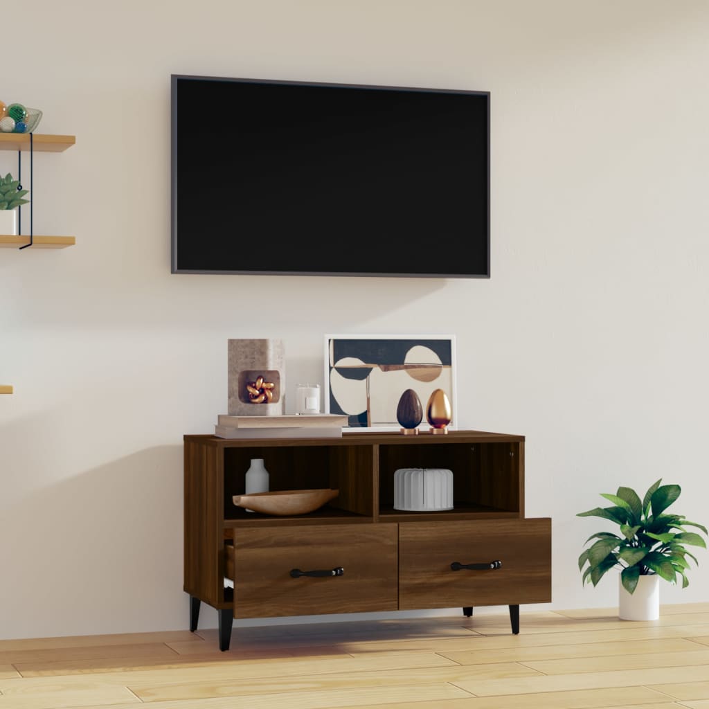 Televizoriaus spintelė, ruda ąžuolo, 80x36x50cm, mediena