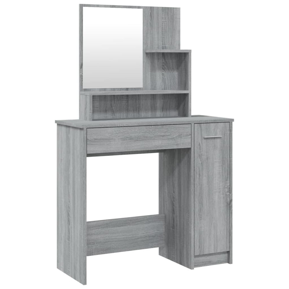 Kosmetinis staliukas su veidrodžiu, pilkas, 86,5x35x136cm