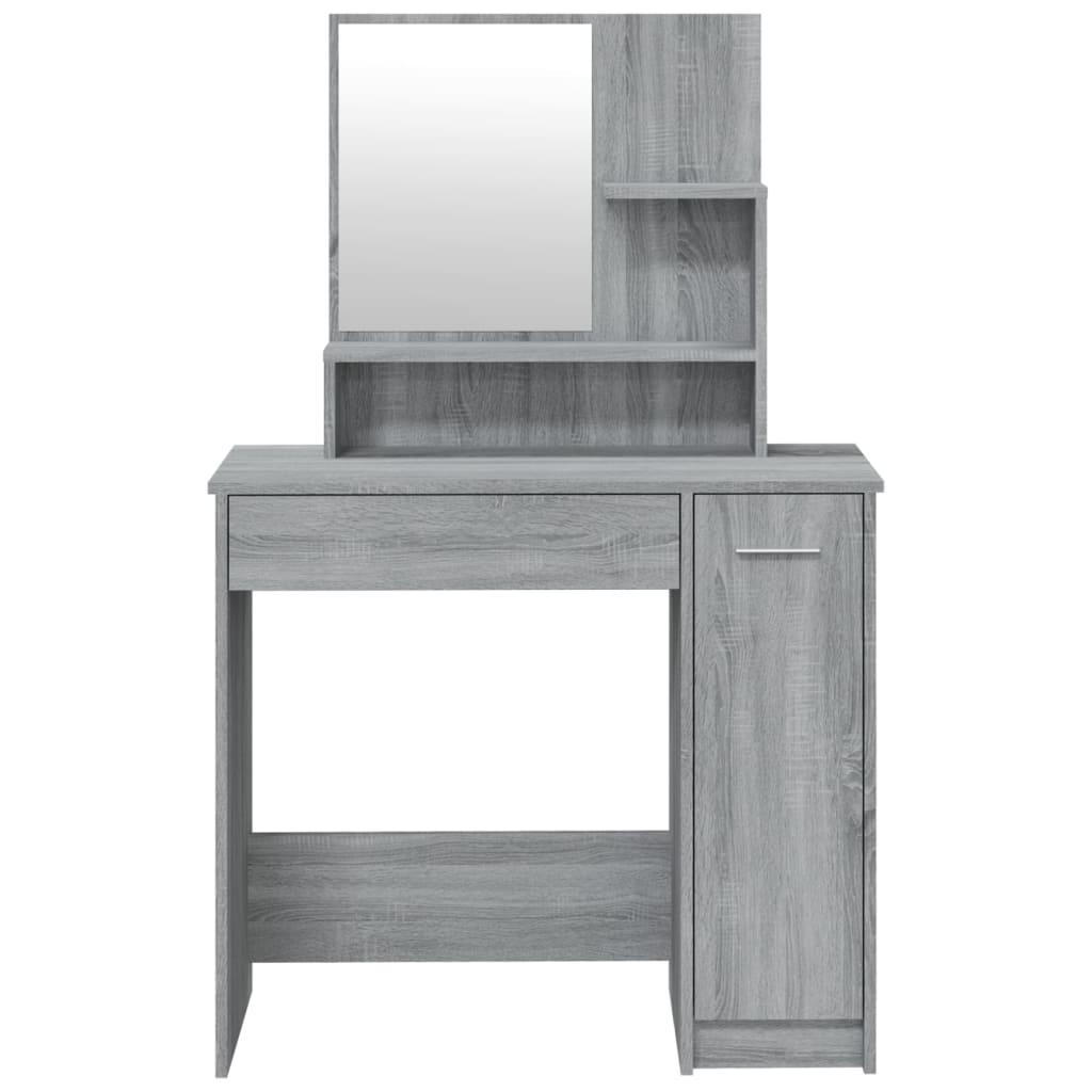 Kosmetinis staliukas su veidrodžiu, pilkas, 86,5x35x136cm