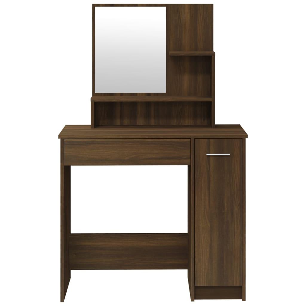 Kosmetinis staliukas su veidrodžiu, rudas, 86,5x35x136cm