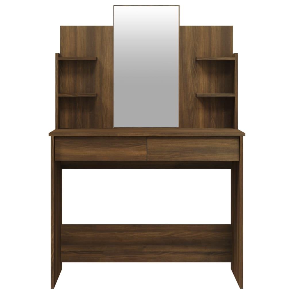 Kosmetinis staliukas su veidrodžiu, rudas ąžuolo, 96x40x142cm