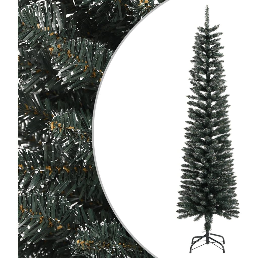 Dirbtinė siaura Kalėdų eglutė su stovu, žalia, 180cm, PVC
