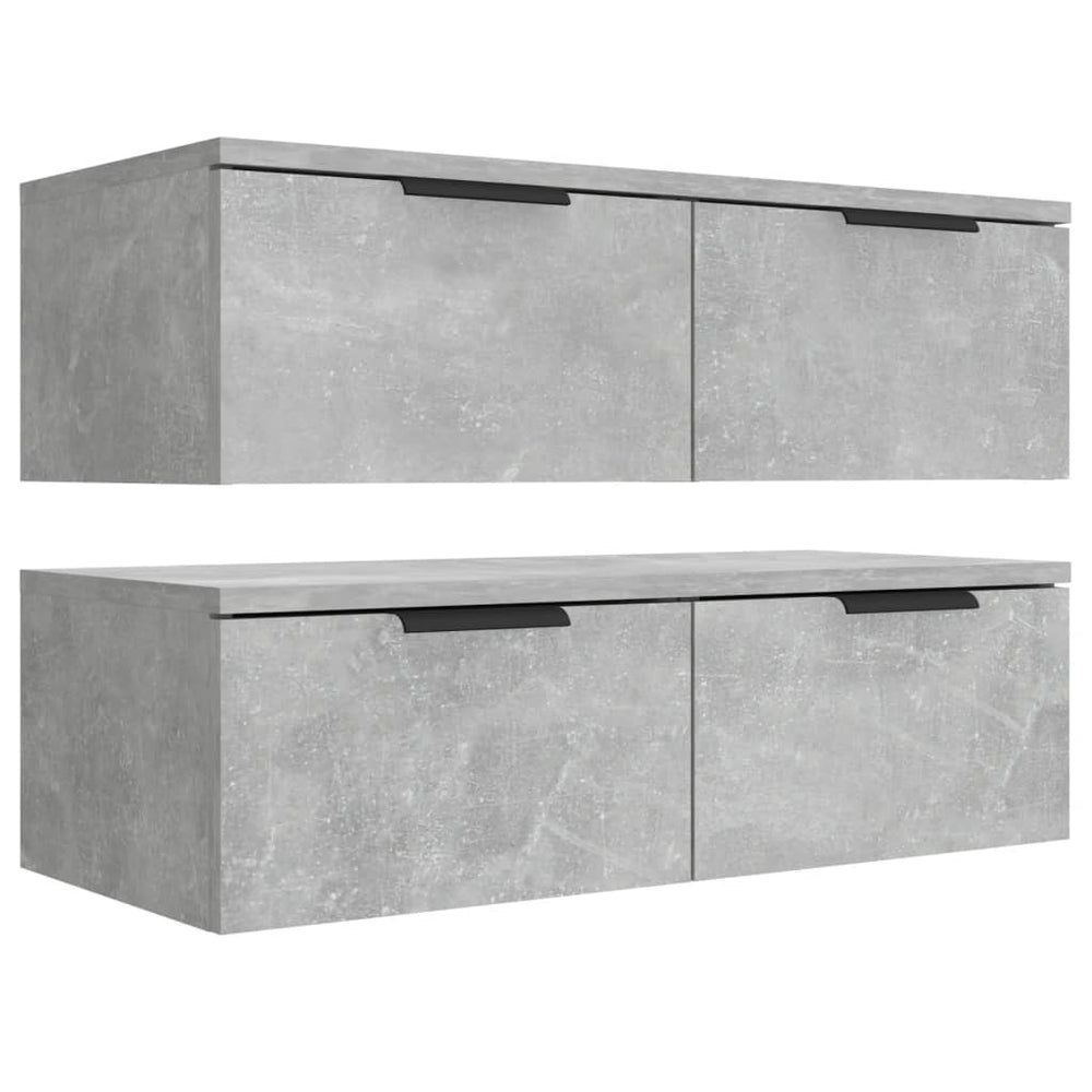 Sieninės spintelės, 2vnt., betono pilkos, 68x30x20cm, mediena