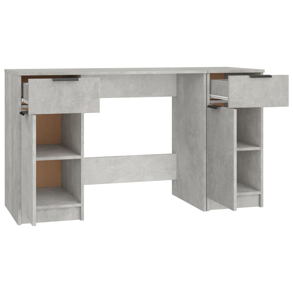 Rašomasis stalas su šonine spintele, betono pilkas, mediena