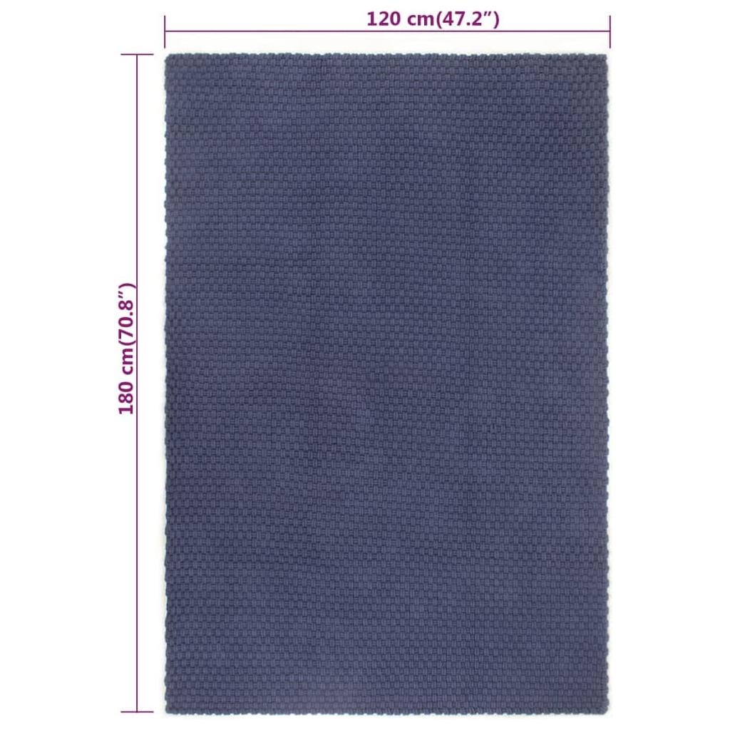 Kilimas, tamsiai mėlynas, 120x180cm, medvilnė, stačiakampis