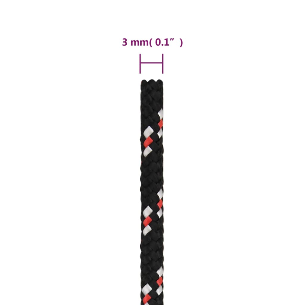 Valties virvė, juodos spalvos, 3mm, 50m, polipropilenas