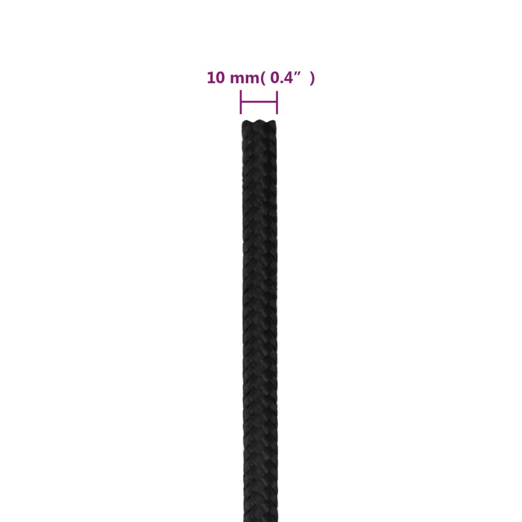 Valties virvė, visiškai juoda, 10mm, 25m, polipropilenas