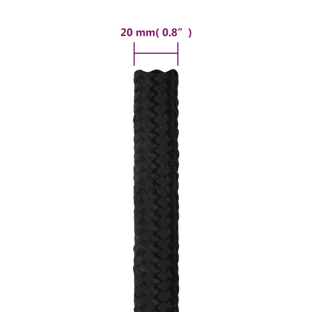 Valties virvė, visiškai juoda, 20mm, 100m, polipropilenas