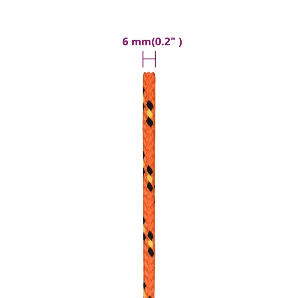 Valties virvė, oranžinės spalvos, 6mm, 50m, polipropilenas