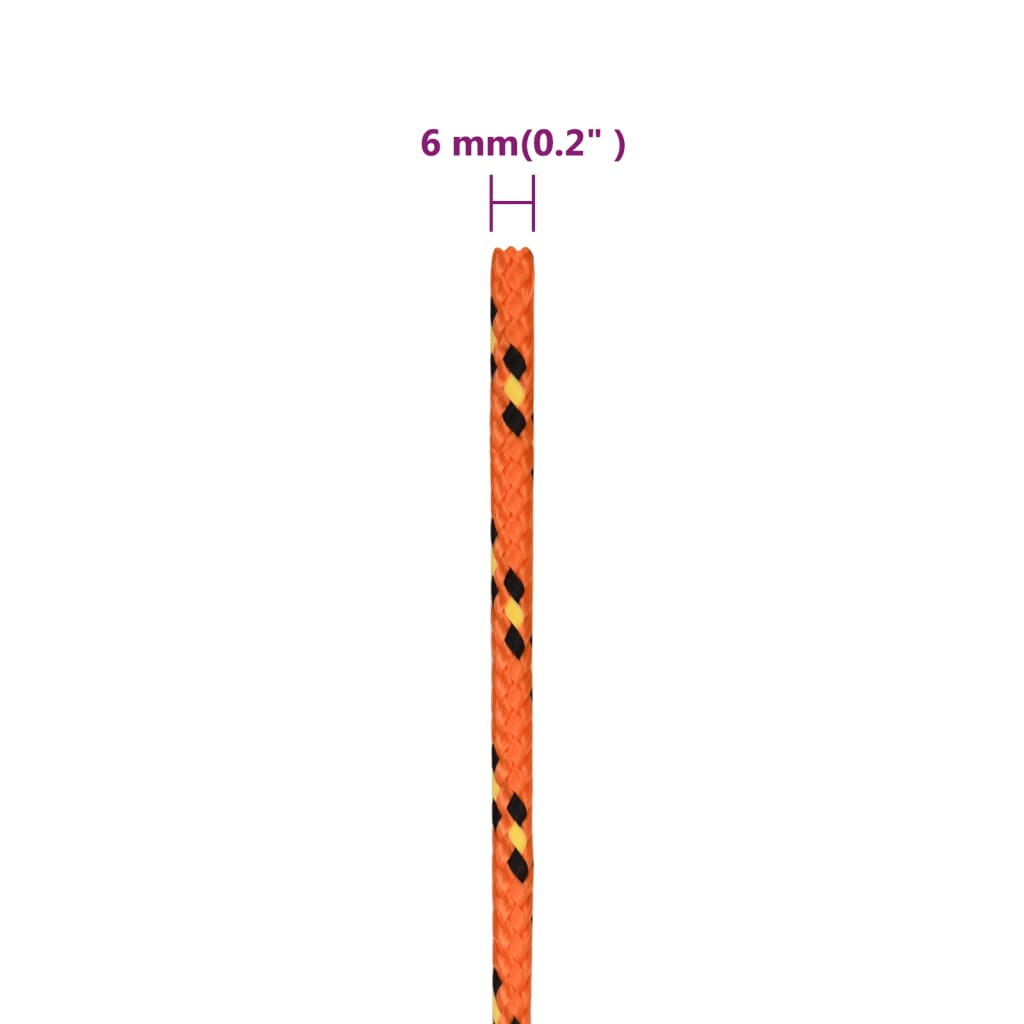 Valties virvė, oranžinės spalvos, 6mm, 100m, polipropilenas
