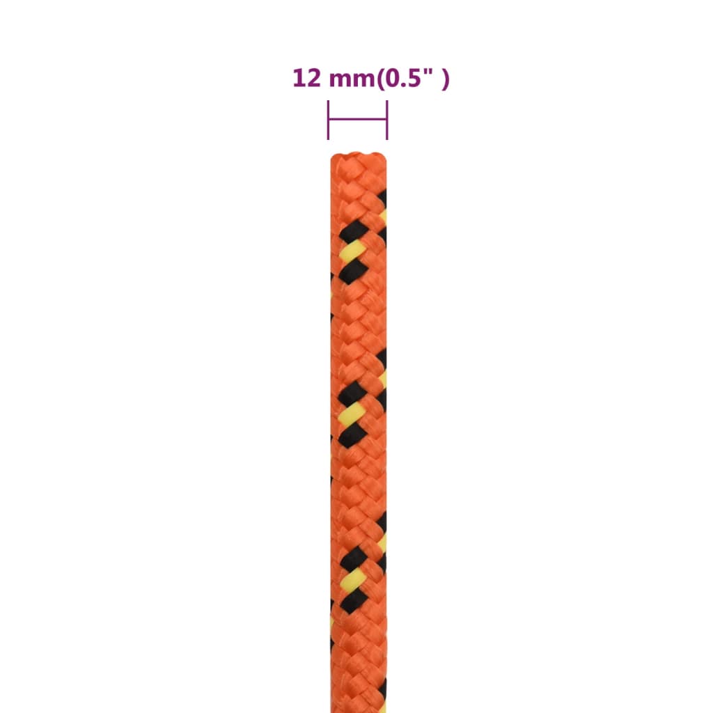Valties virvė, oranžinės spalvos, 12mm, 100m, polipropilenas