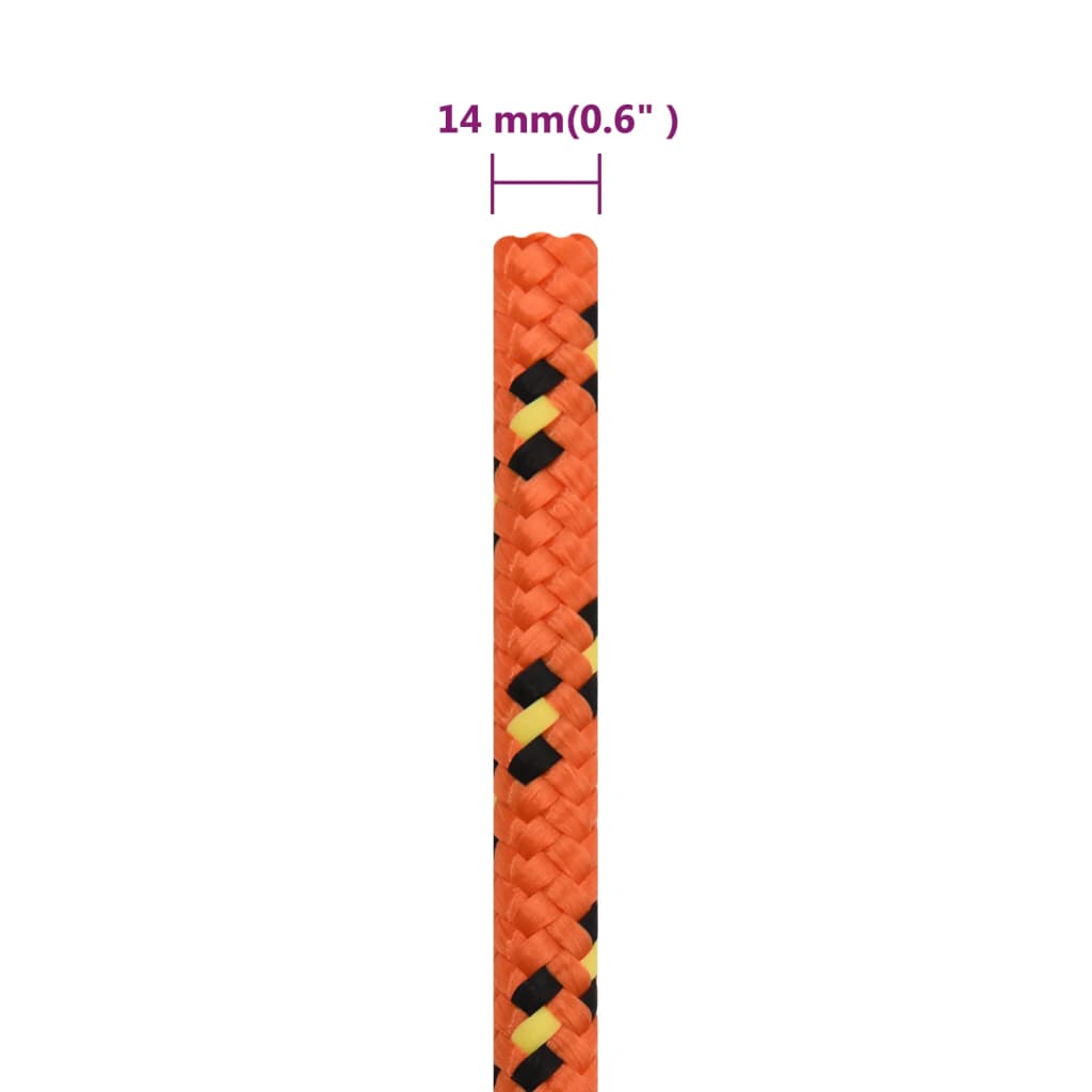 Valties virvė, oranžinės spalvos, 14mm, 25m, polipropilenas