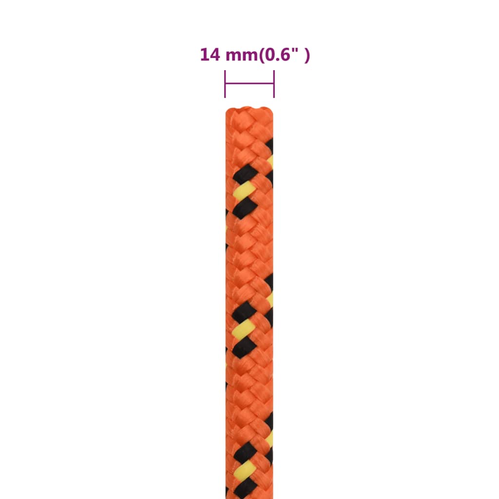 Valties virvė, oranžinės spalvos, 14mm, 50m, polipropilenas