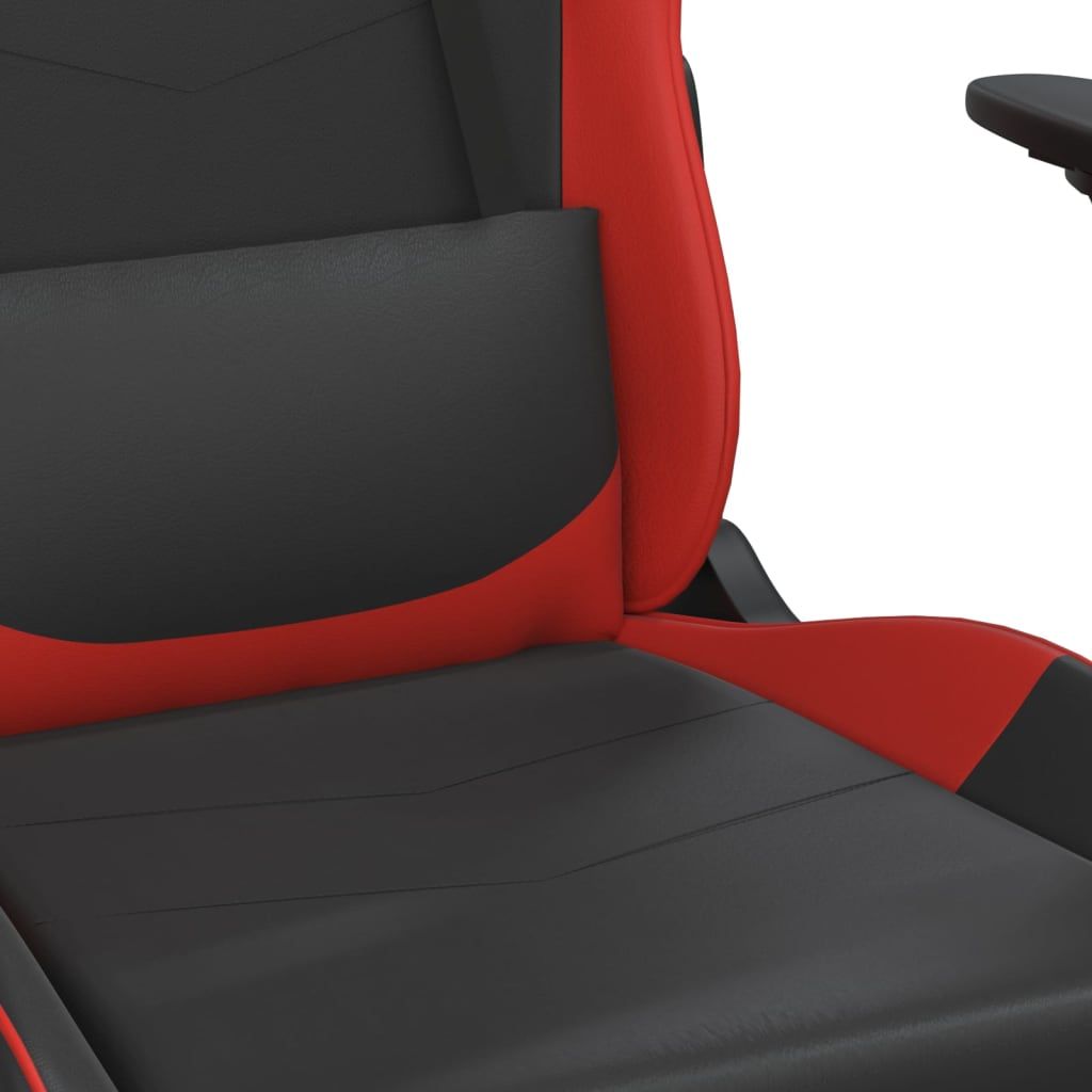 Masažinė žaidimų kėdė su pakoja, juoda ir raudona, dirbtinė oda (34541)