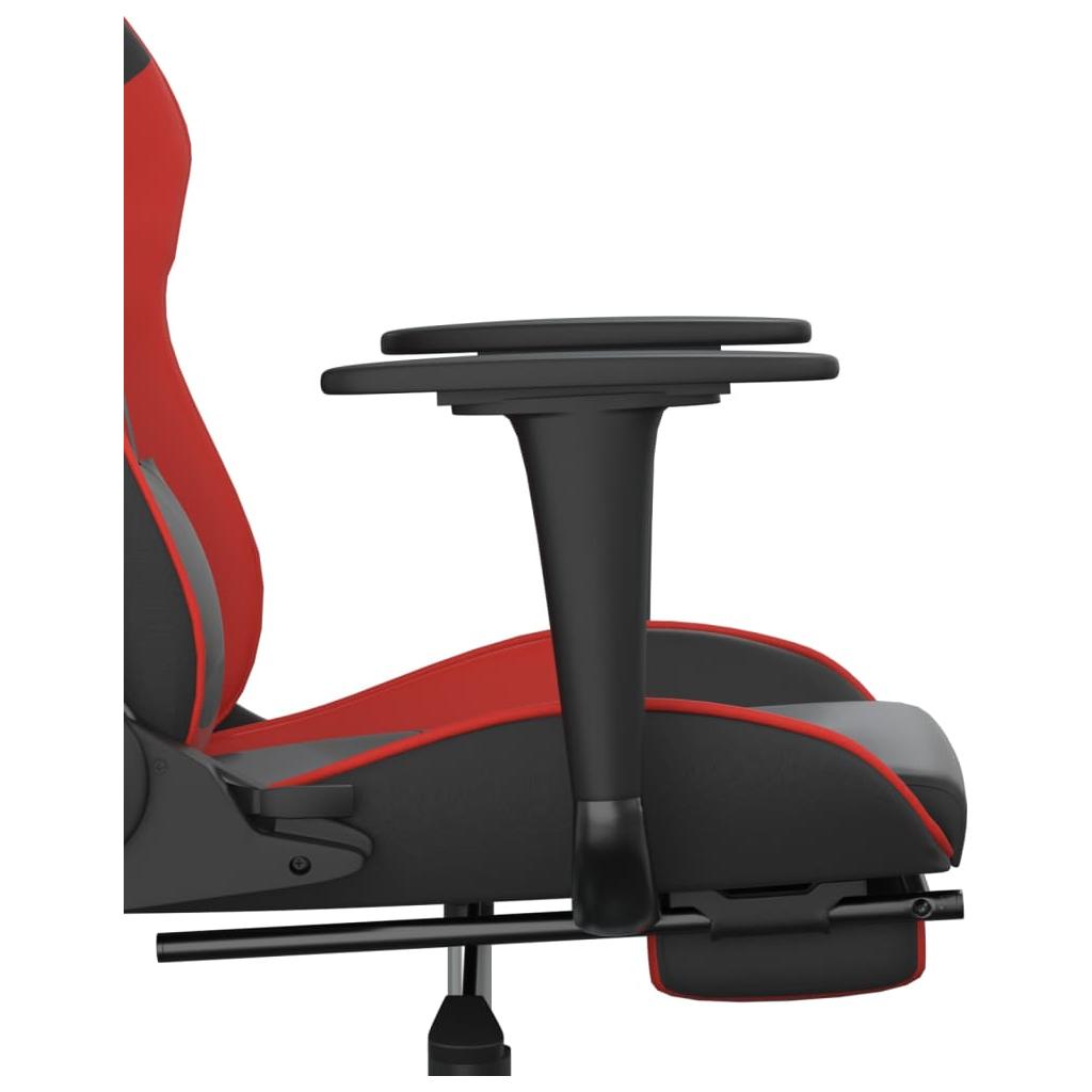 Masažinė žaidimų kėdė su pakoja, juoda ir raudona, dirbtinė oda (34541)