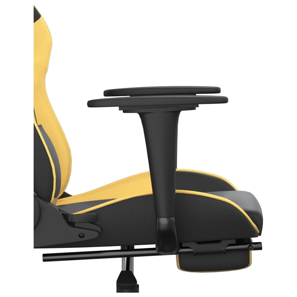 Masažinė žaidimų kėdė su pakoja, juoda ir auksinė, dirbtinė oda (34541)