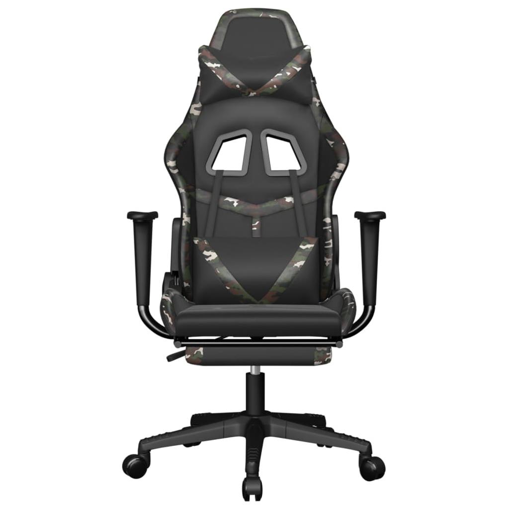 Masažinė žaidimų kėdė, juoda/kamufliažinė, dirbtinė oda (34544)