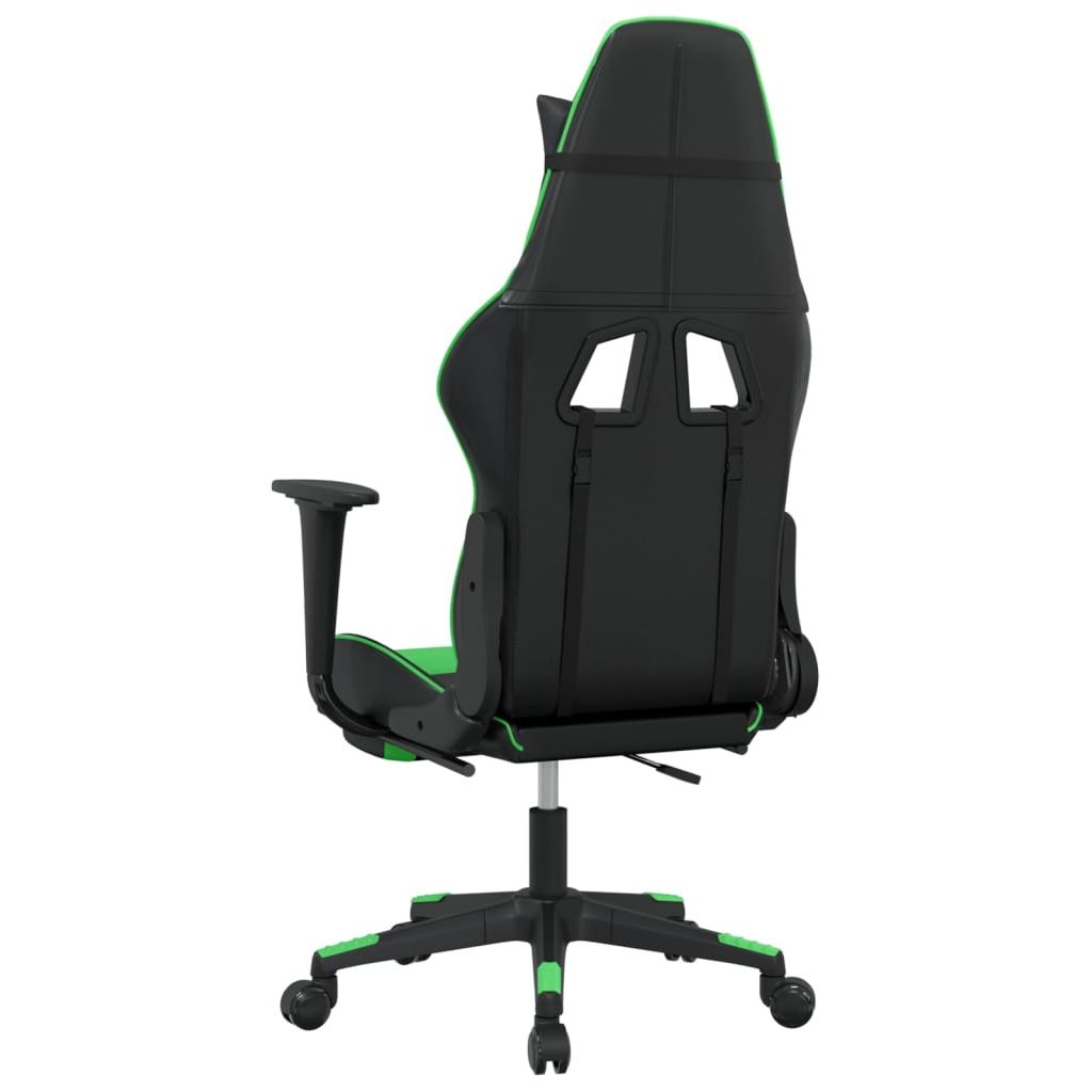 Masažinė žaidimų kėdė su pakoja, juoda ir žalia, dirbtinė oda (34546)