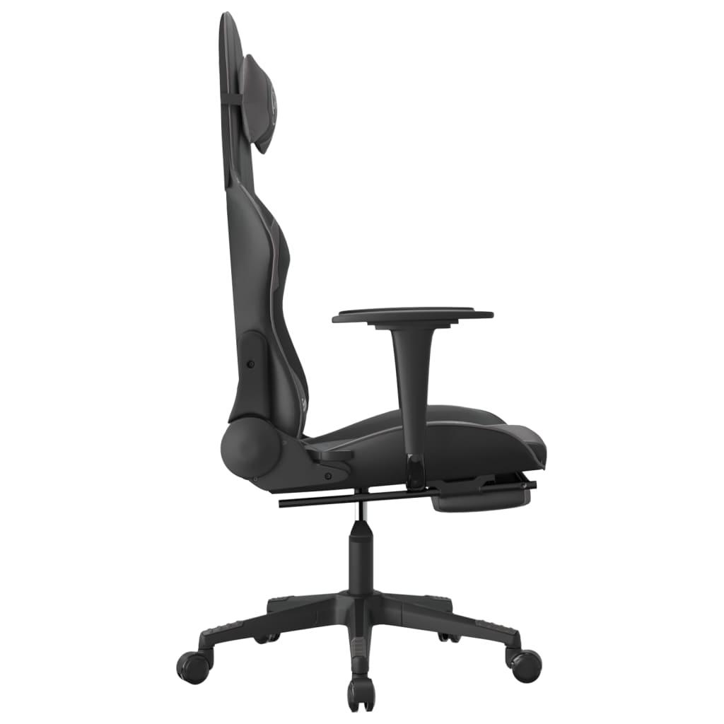 Masažinė žaidimų kėdė su pakoja, juoda ir pilka, dirbtinė oda (34546)
