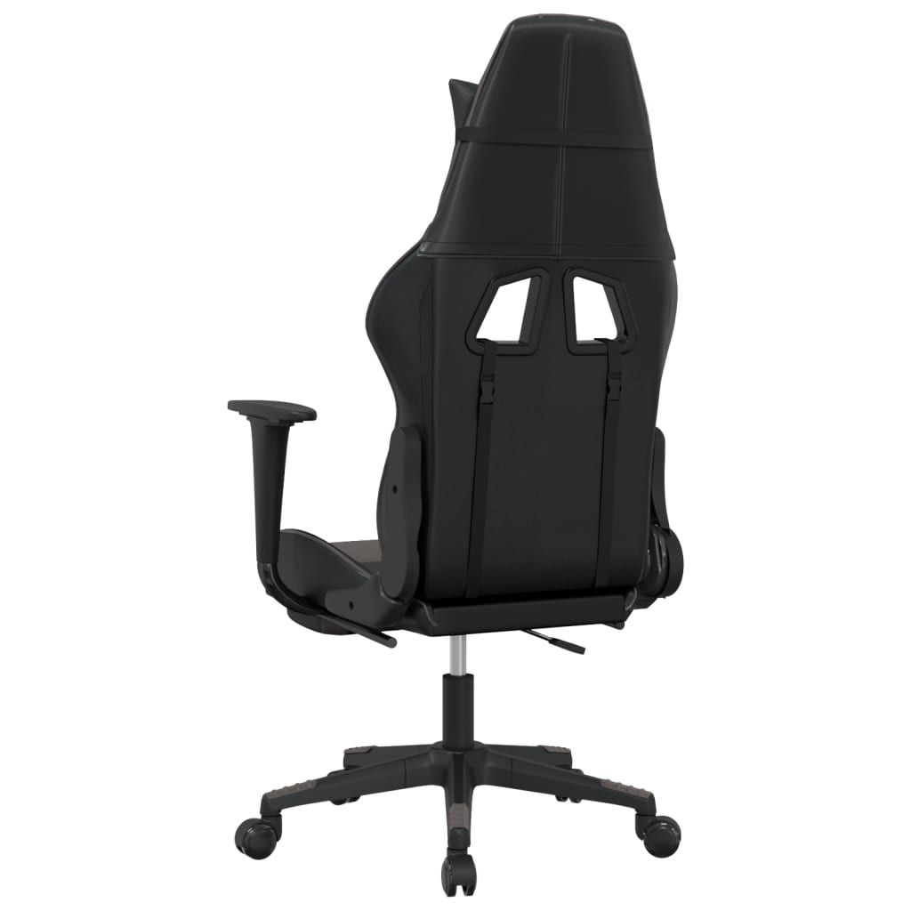 Masažinė žaidimų kėdė su pakoja, juoda ir pilka, dirbtinė oda (34546)