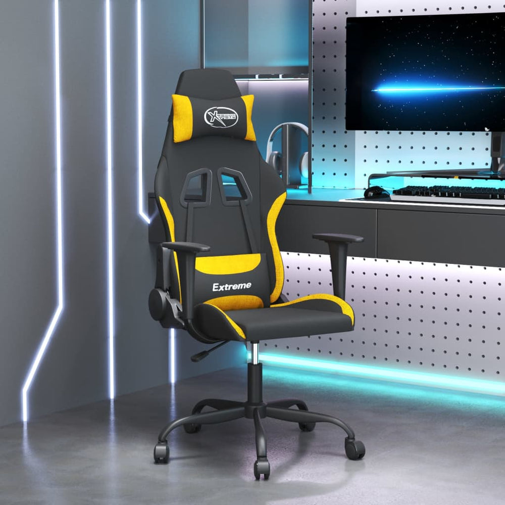 Pasukama žaidimų kėdė, juoda ir šviesiai geltona, audinys (34547)