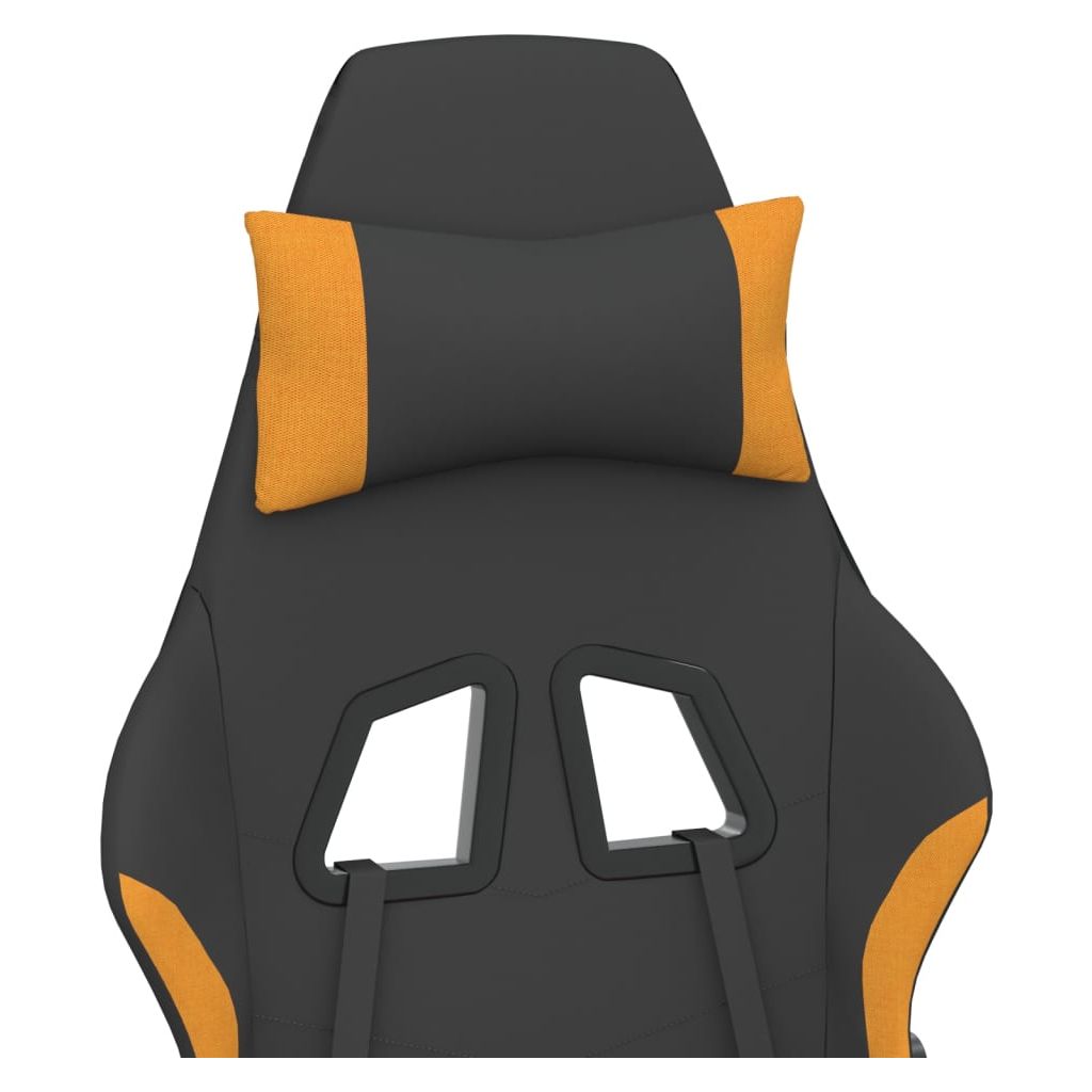Masažinė žaidimų kėdė, juodos ir oranžinės spalvos, audinys (34549)