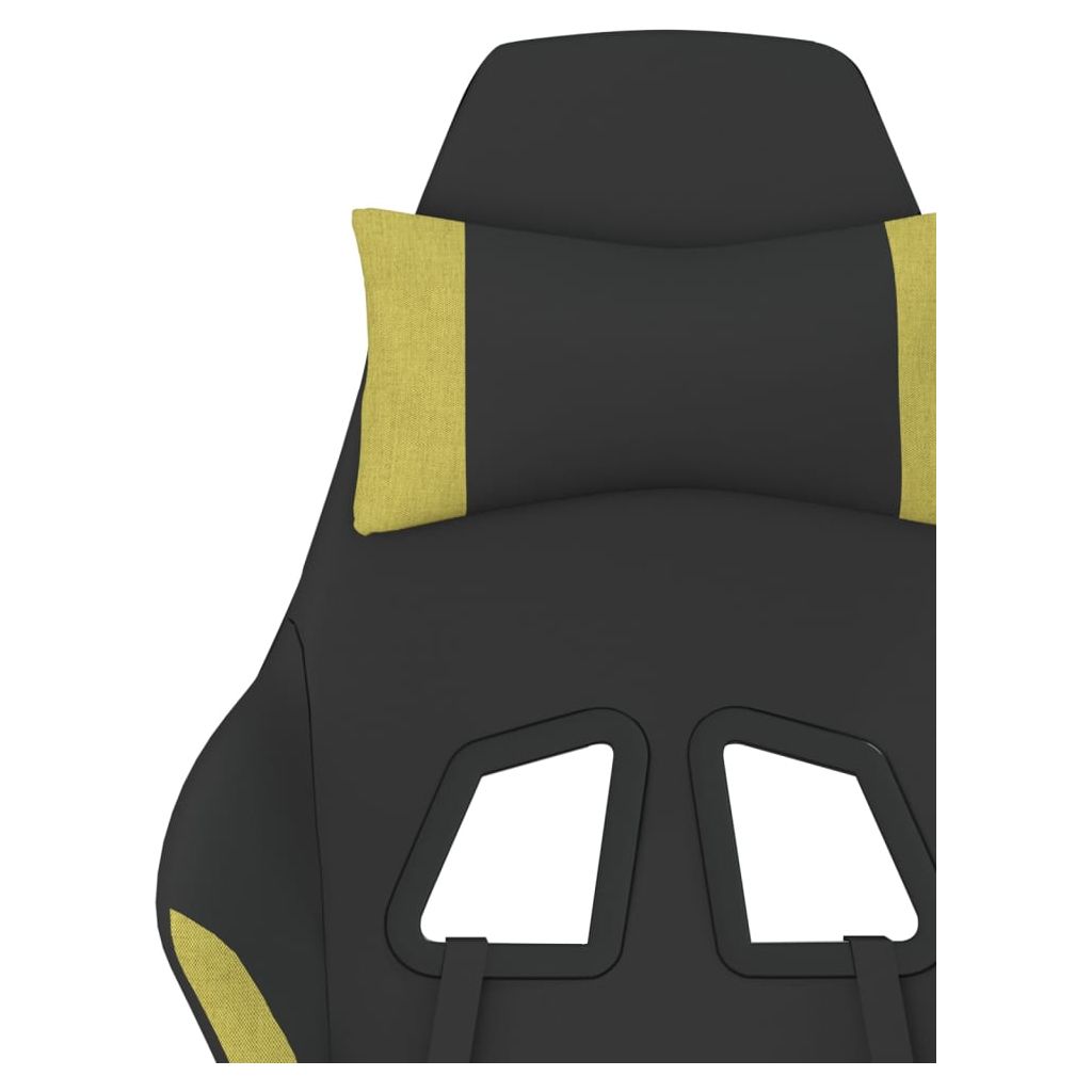 Masažinė žaidimų kėdė, juoda ir šviesiai žalia, audinys (34549)