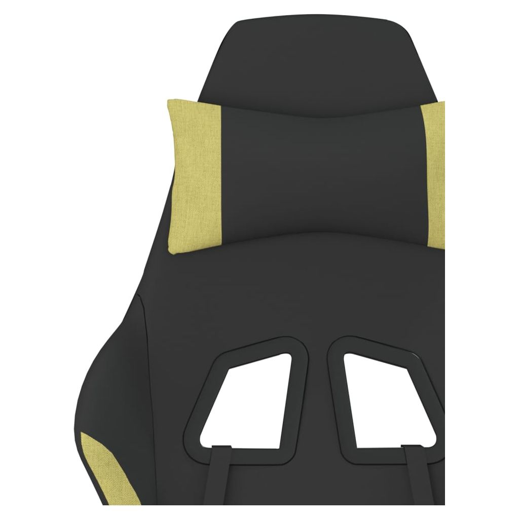 Masažinė žaidimų kėdė su pakoja, juoda/šviesiai žalia, audinys (34550)