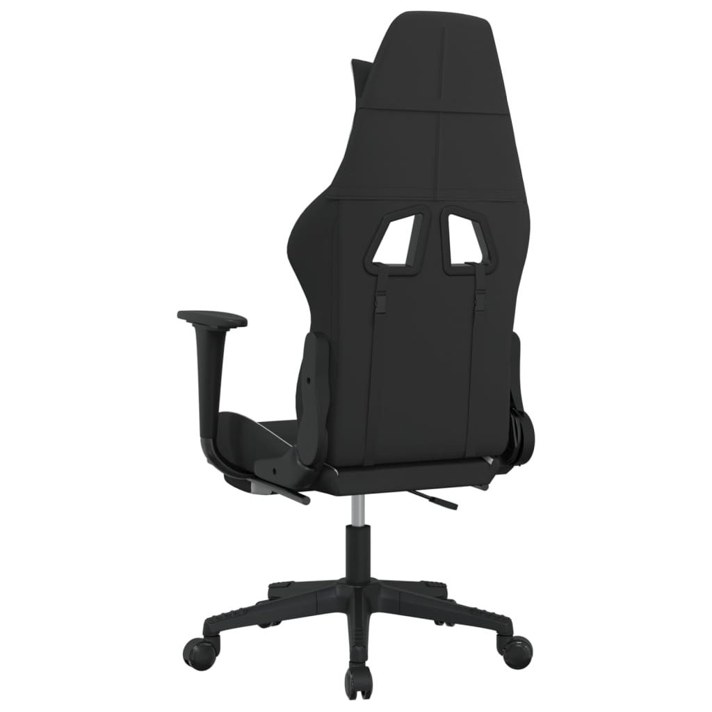 Masažinė žaidimų kėdė su pakoja, juoda ir balta, audinys (34550)