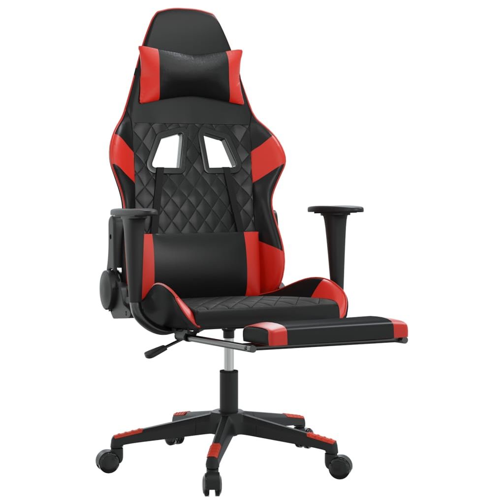 Masažinė žaidimų kėdė su pakoja, juoda ir raudona, dirbtinė oda (34552)