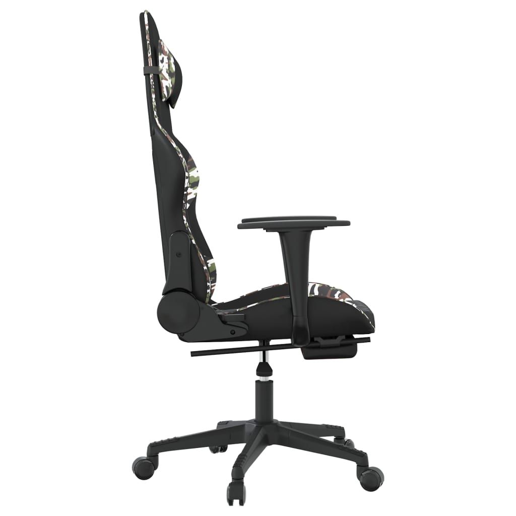 Masažinė žaidimų kėdė, juoda/kamufliažinė, dirbtinė oda (34553)