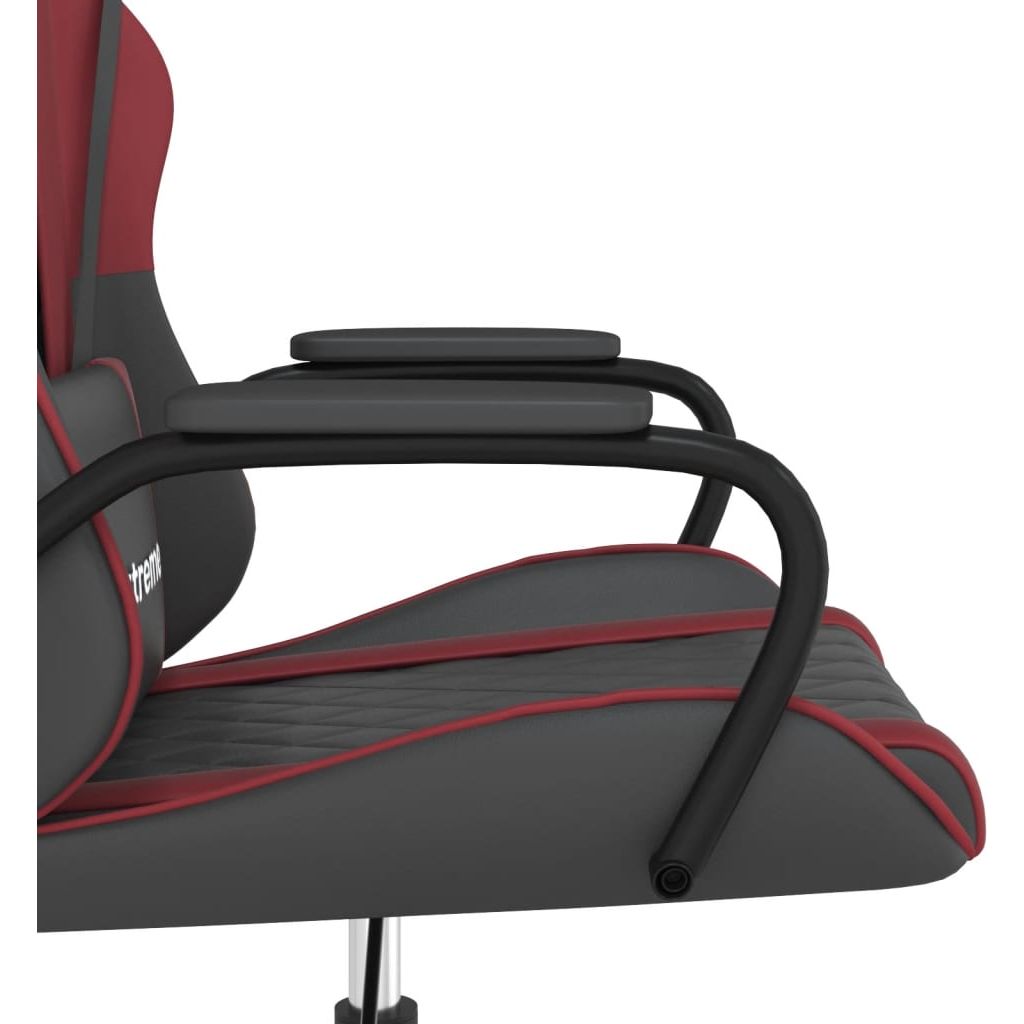 Masažinė žaidimų kėdė, juoda ir vyno raudona, dirbtinė oda (34554)