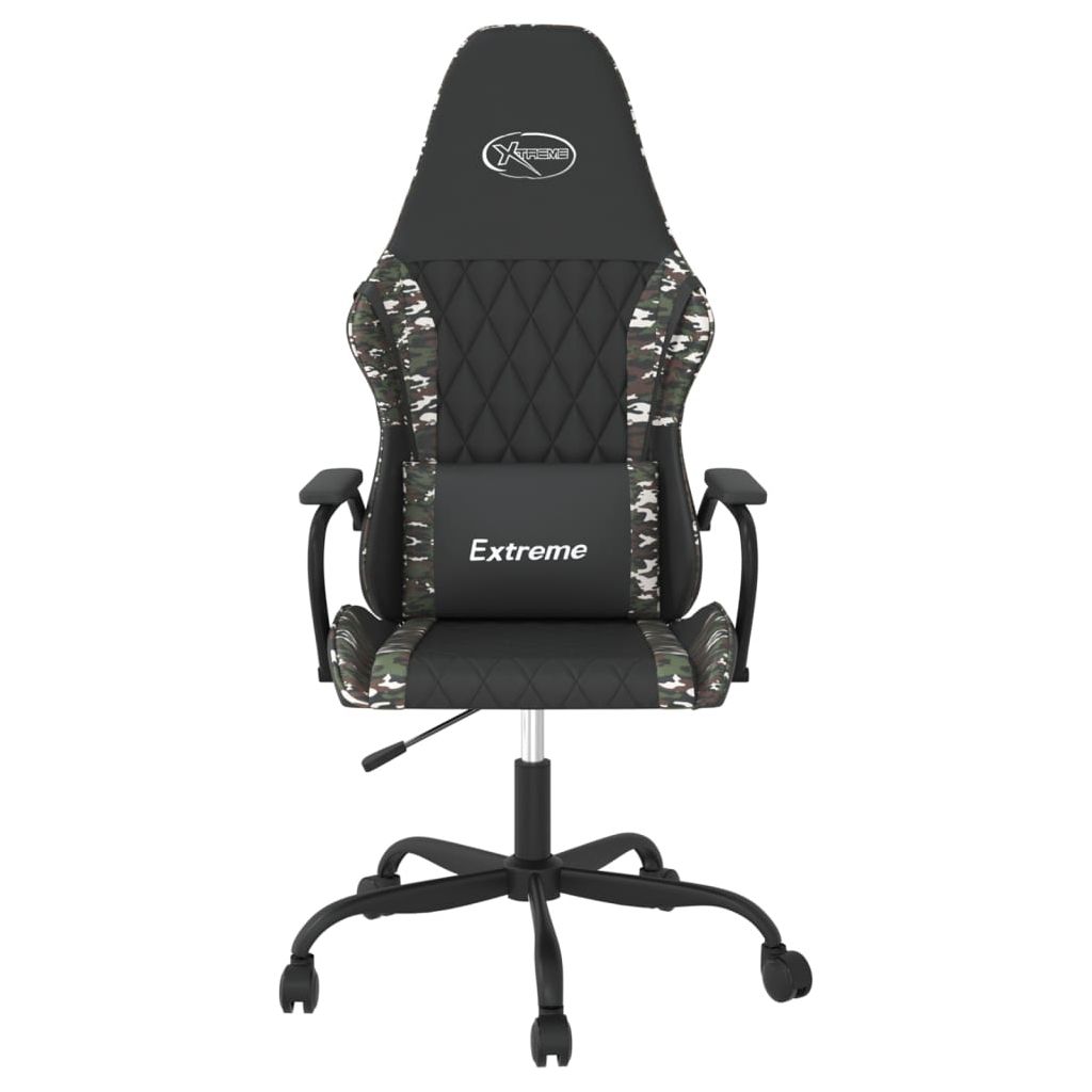 Masažinė žaidimų kėdė, juoda ir kamufliažinė, dirbtinė oda (34554)