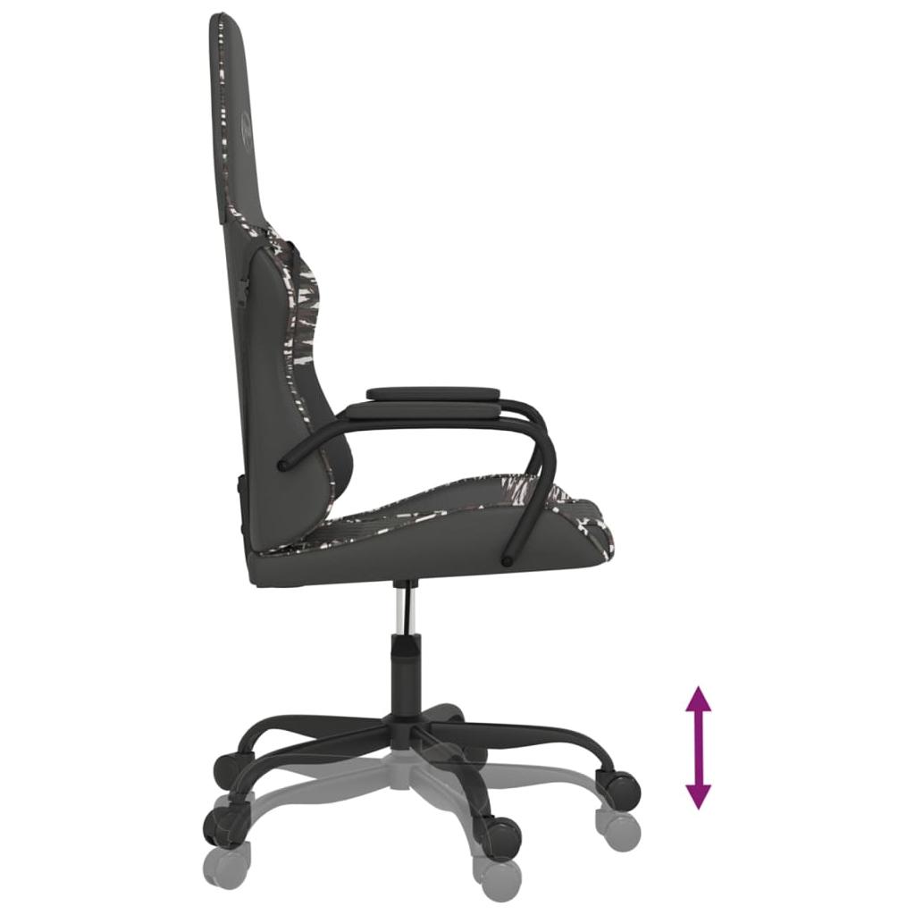 Masažinė žaidimų kėdė, juoda ir kamufliažinė, dirbtinė oda (34554)