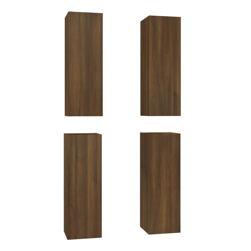 TV spintelės, 4vnt., rudos ąžuolo, 30,5x30x90cm, mediena