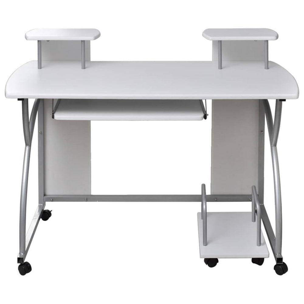Kompiuterio stalas, baltas, 110x52x88,5cm, apdirbta mediena