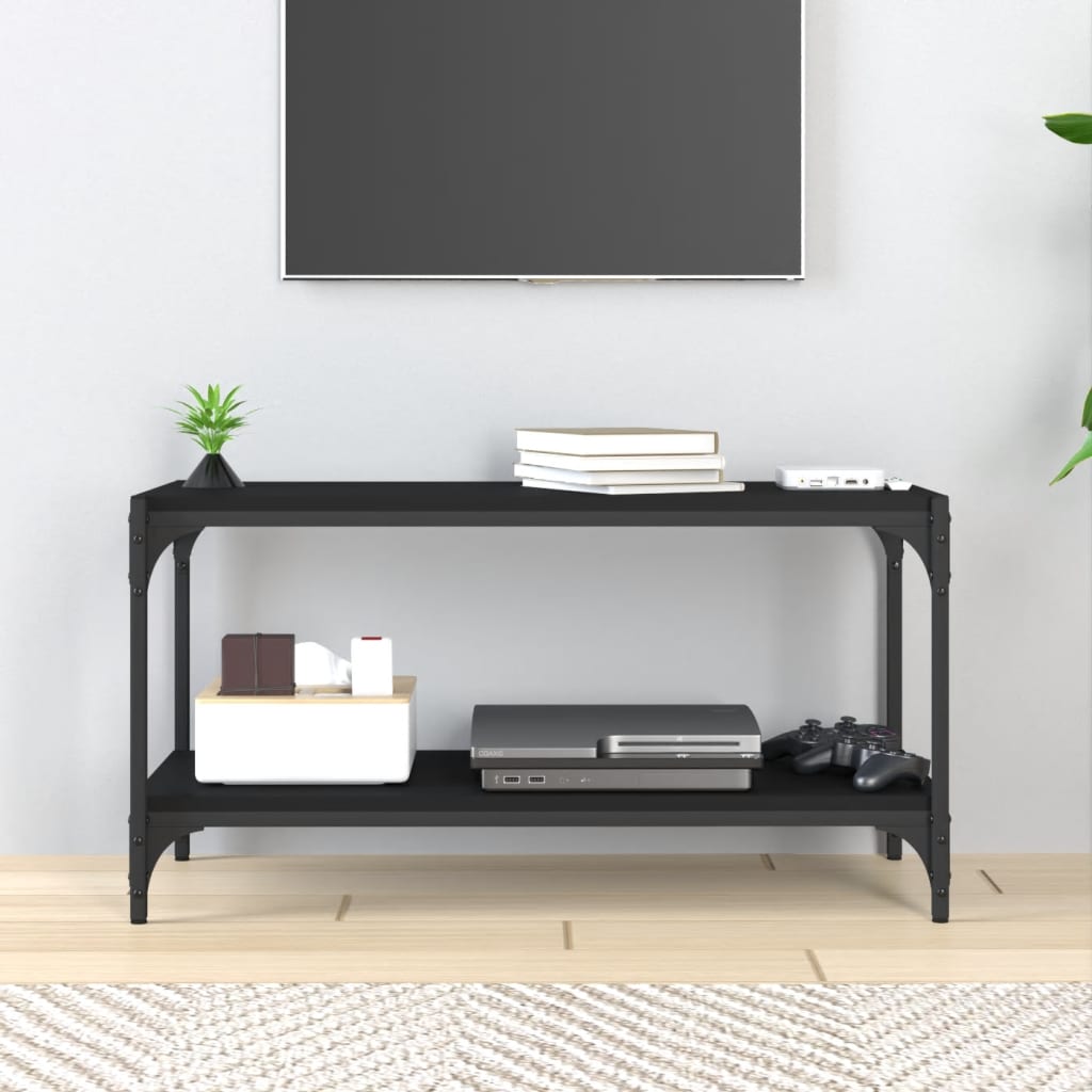Televizoriaus spintelė, juoda, 80x33x41cm, mediena ir plienas