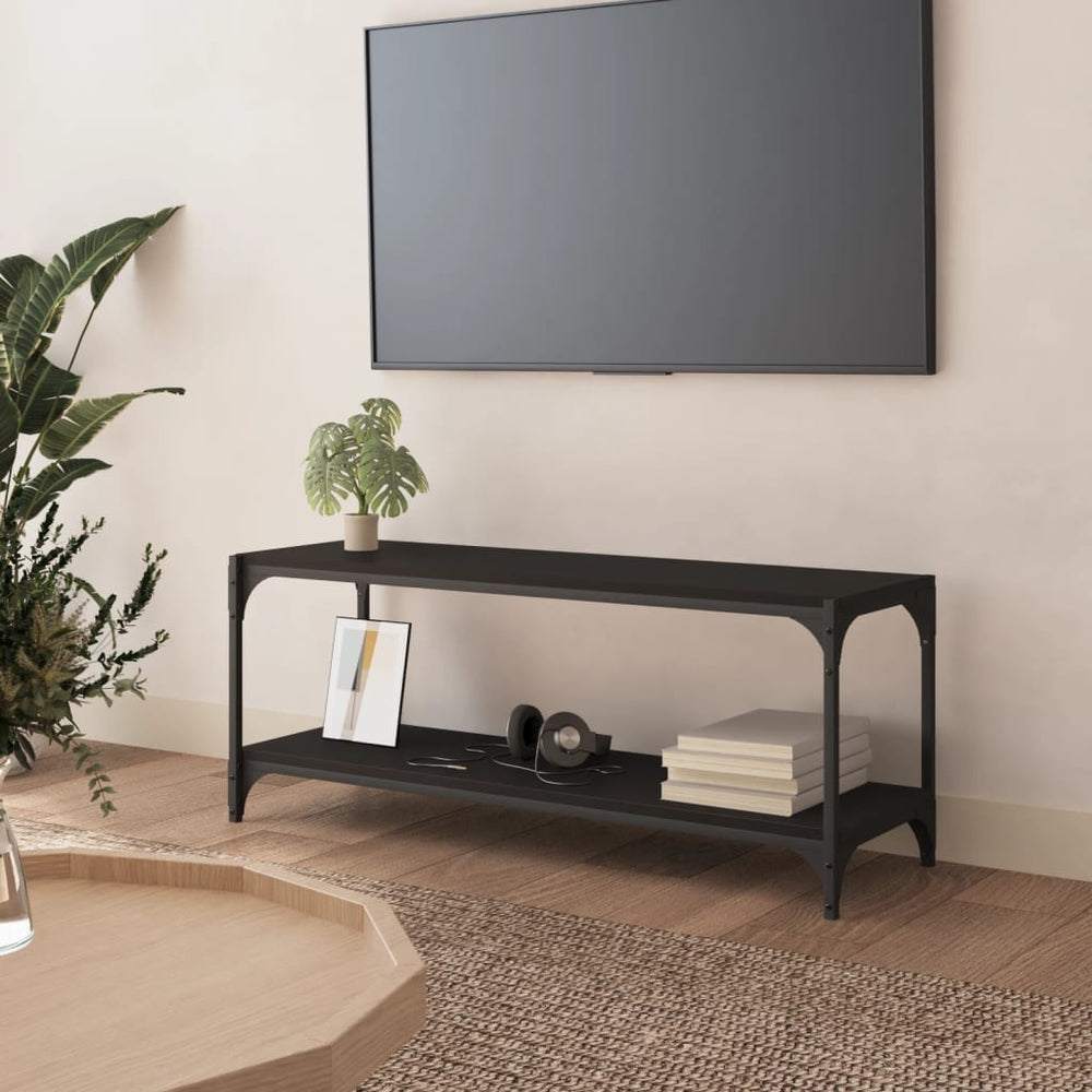 Televizoriaus spintelė, juoda, 100x33x41cm, mediena ir plienas