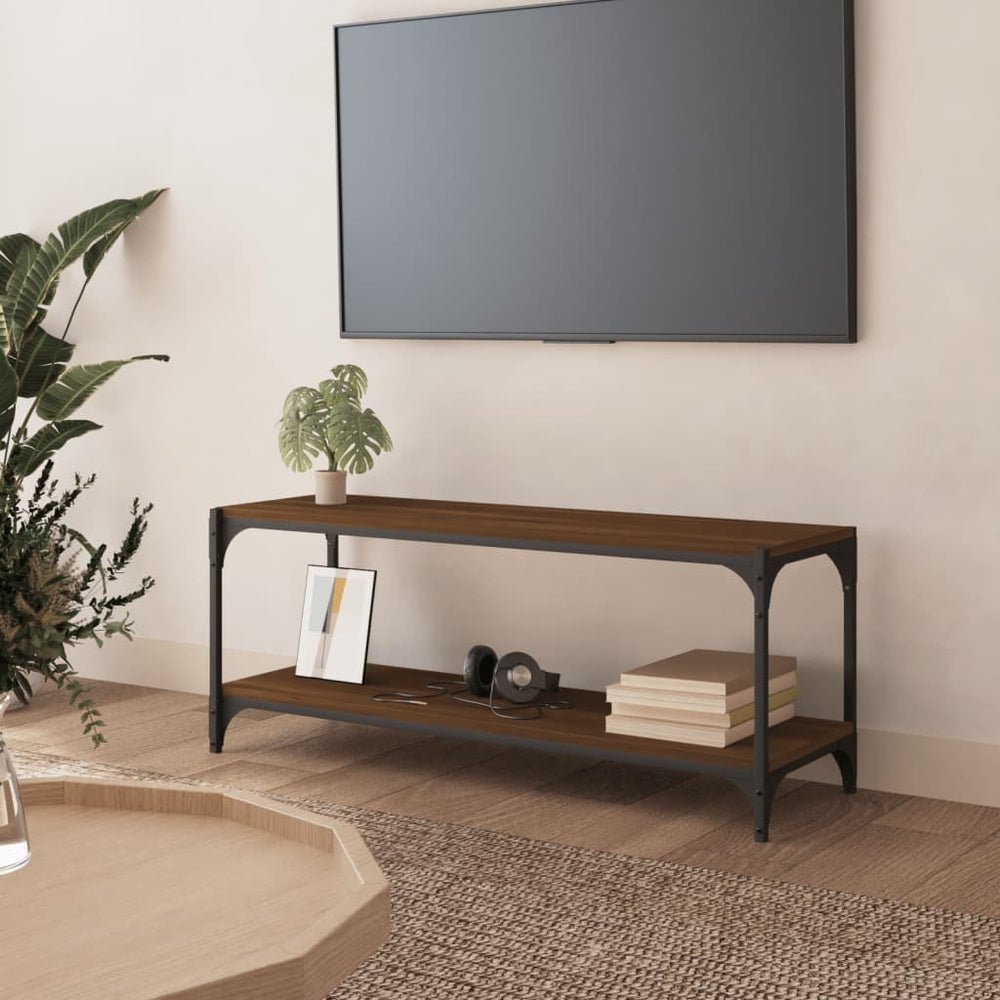 TV spintelė, ruda ąžuolo, 100x33x41cm, mediena ir plienas