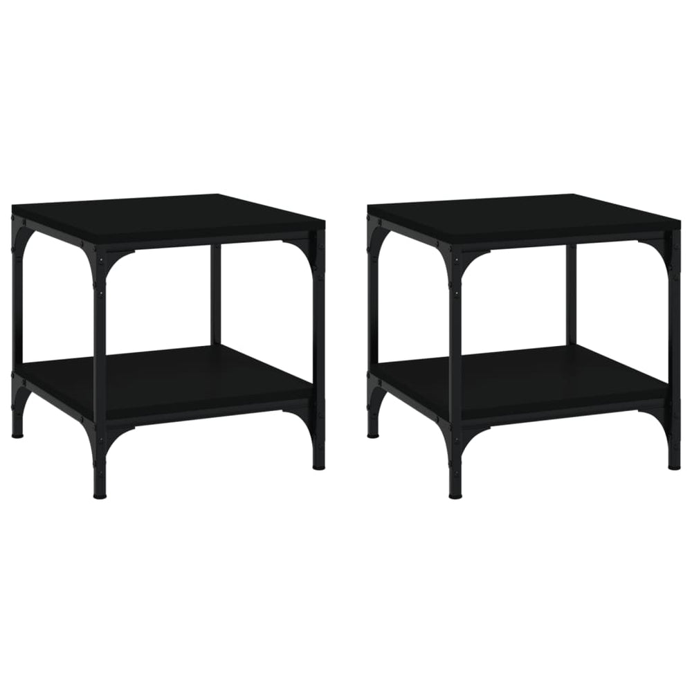 Šoniniai staliukai, 2vnt., juodi, 40x40x40cm, apdirbta mediena