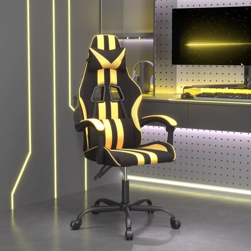 Pasukama žaidimų kėdė, juodos ir auksinės spalvos, dirbtinė oda (34952)