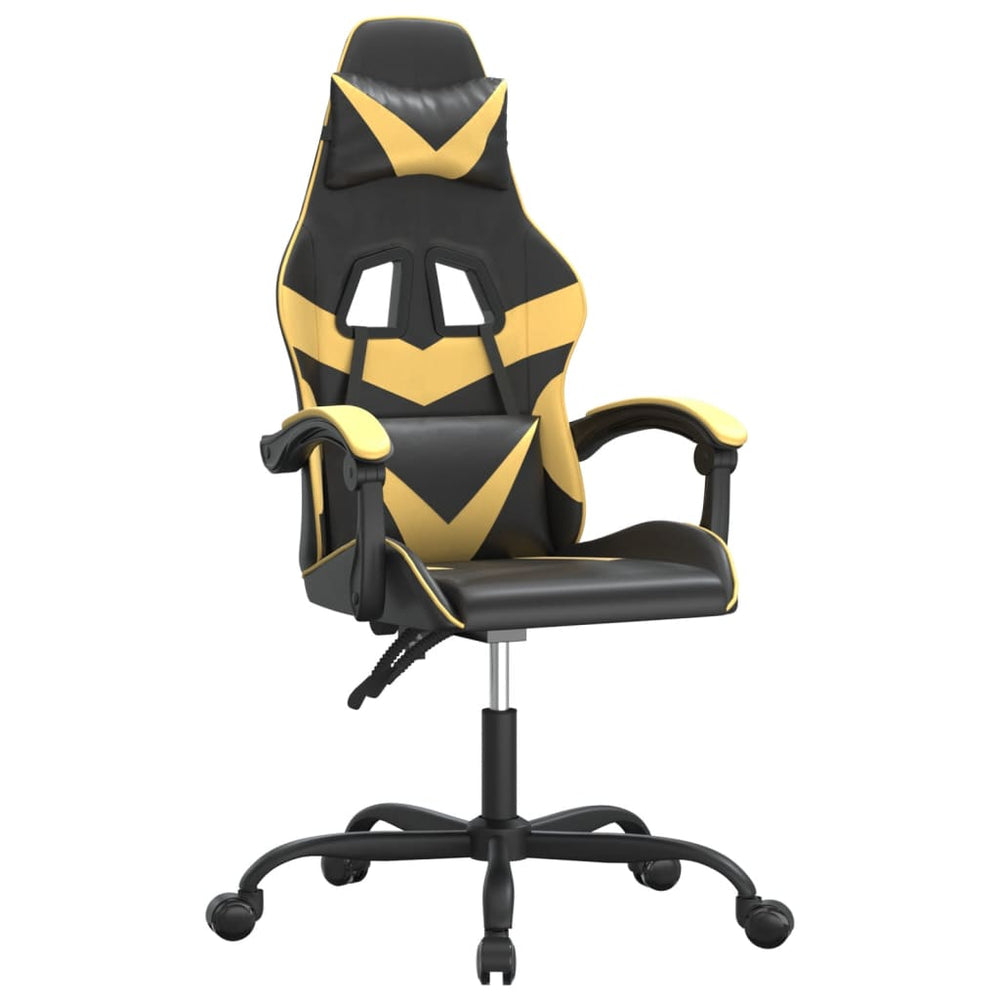 Pasukama žaidimų kėdė, juodos ir auksinės spalvos, dirbtinė oda (34954)