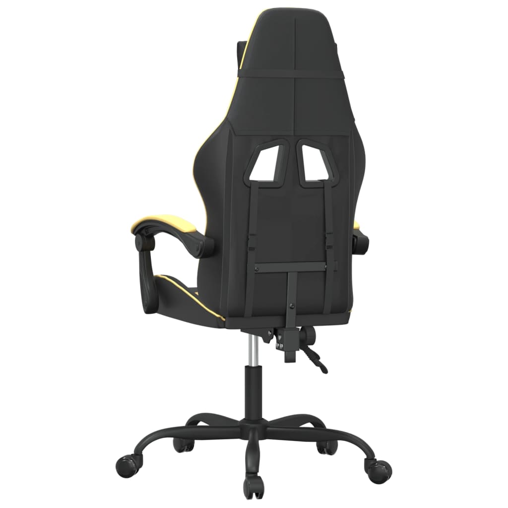 Pasukama žaidimų kėdė, juodos ir auksinės spalvos, dirbtinė oda (34954)