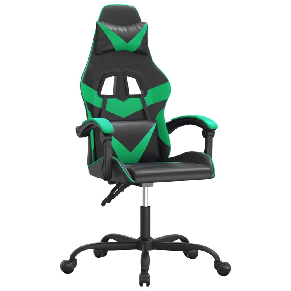 Pasukama žaidimų kėdė, juodos ir žalios spalvos, dirbtinė oda (34954)