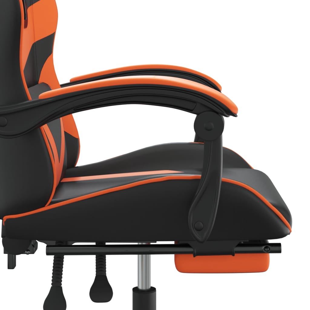 Pasukama žaidimų kėdė su pakoja, juoda/oranžinė, dirbtinė oda (34956)