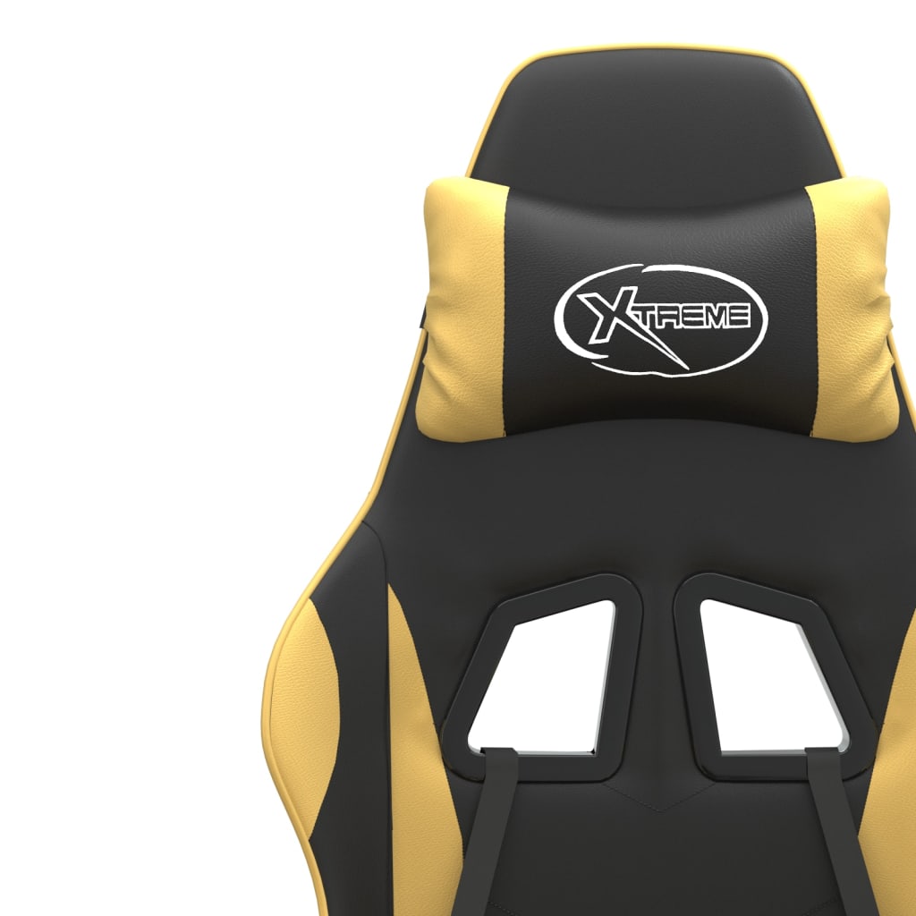 Pasukama žaidimų kėdė, juodos ir auksinės spalvos, dirbtinė oda (34956)