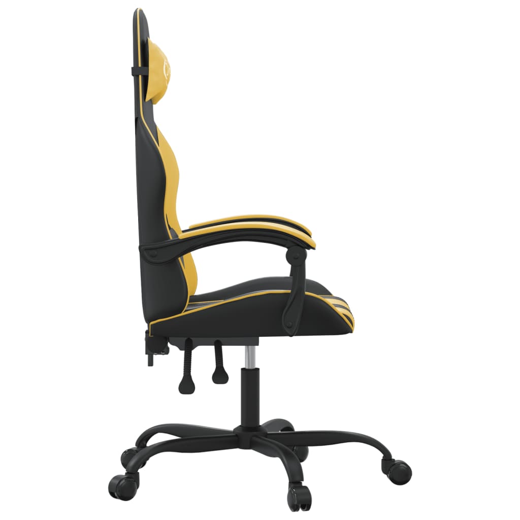 Pasukama žaidimų kėdė, juodos ir auksinės spalvos, dirbtinė oda (34959)