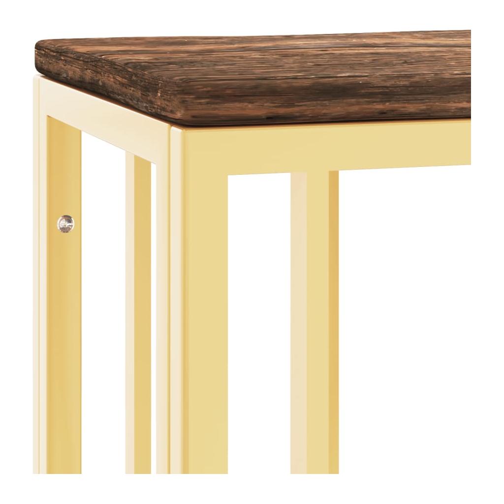 Konsolinis staliukas, auksinis, plienas ir perdirbta mediena