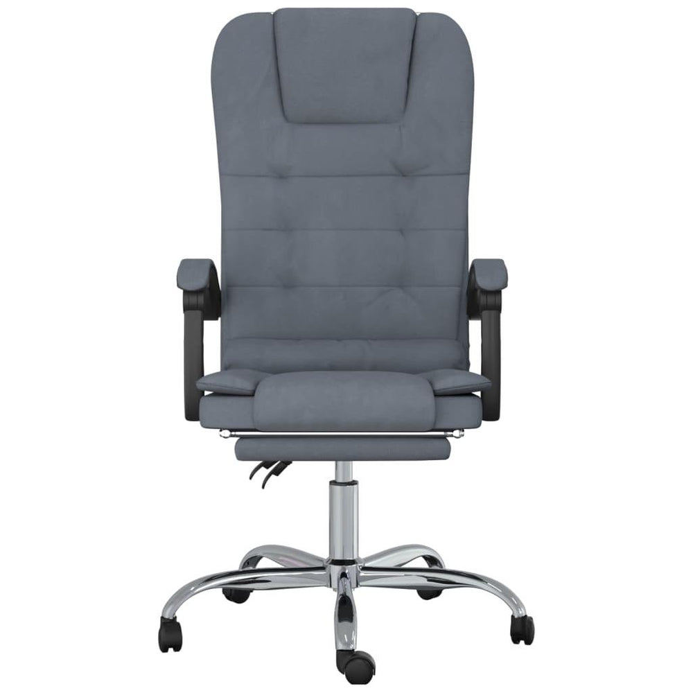 Atlošiama masažinė biuro kėdė, tamsiai pilkos spalvos, aksomas